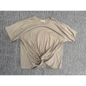 New Joie Kumie Twist-Front Pima Cotton Tee Olive Green Large